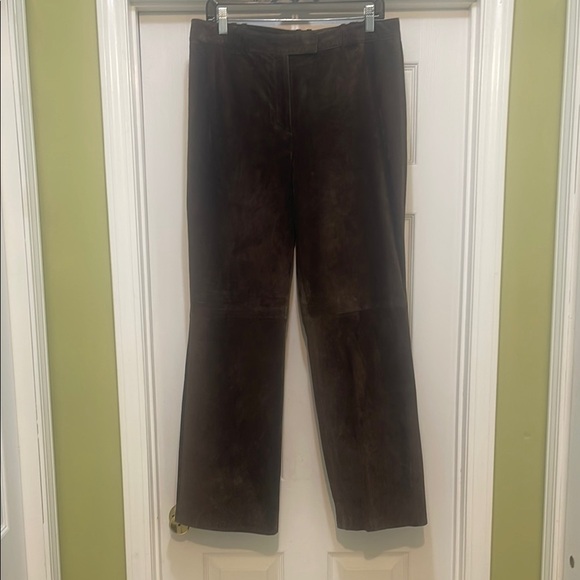 Loft - brown leather suede fully lined pants - size 12 - Picture 1 of 8
